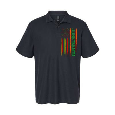 Juneteenth Red Gold Green USA Flag Softstyle Adult Sport Polo