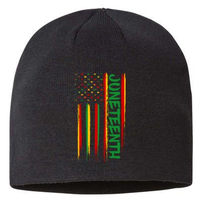 Juneteenth Red Gold Green USA Flag Sustainable Beanie