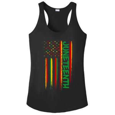 Juneteenth Red Gold Green USA Flag Ladies PosiCharge Competitor Racerback Tank