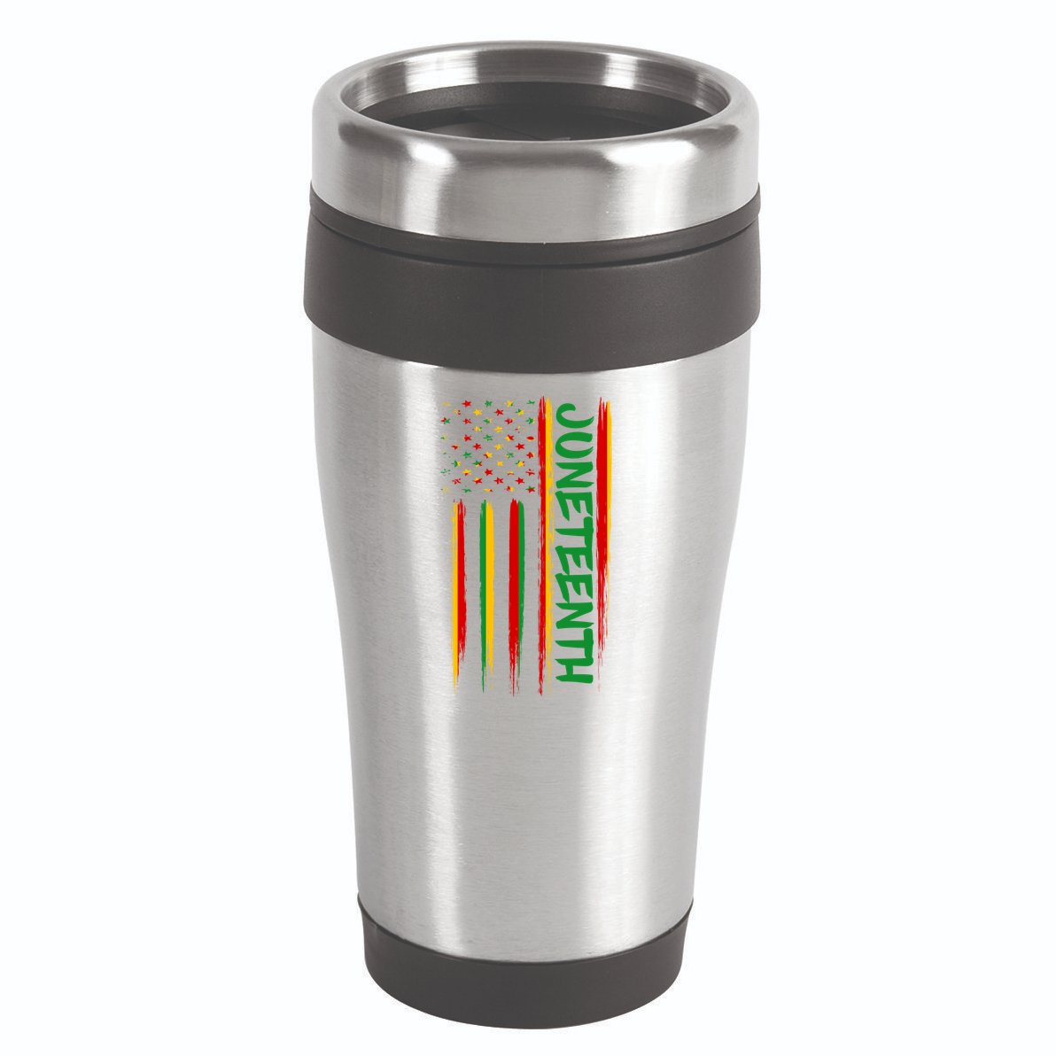Juneteenth Red Gold Green USA Flag 16oz Travel Tumbler