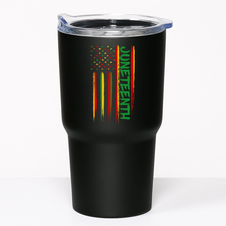 Juneteenth Red Gold Green USA Flag Tumbler