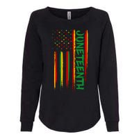 Juneteenth Red Gold Green USA Flag Womens California Wash Sweatshirt