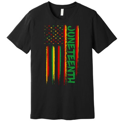 Juneteenth Red Gold Green USA Flag Premium T-Shirt