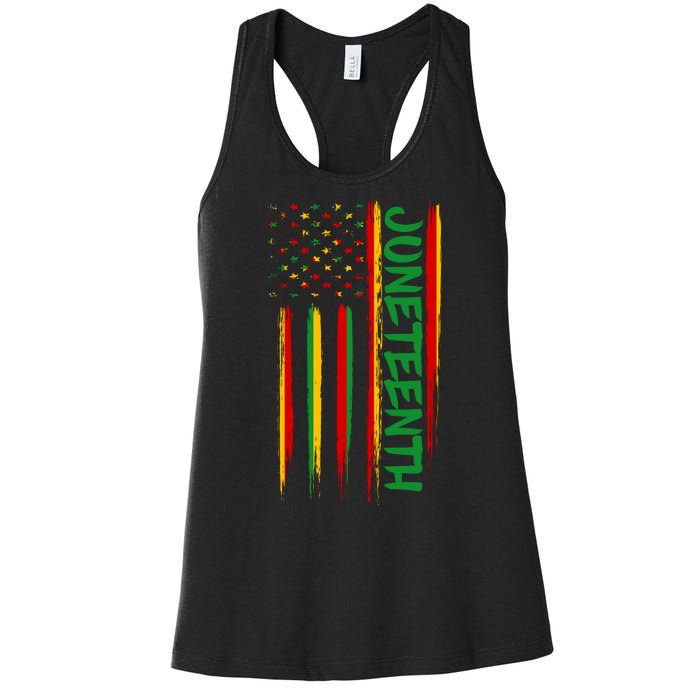 Juneteenth Red Gold Green USA Flag Women's Racerback Tank