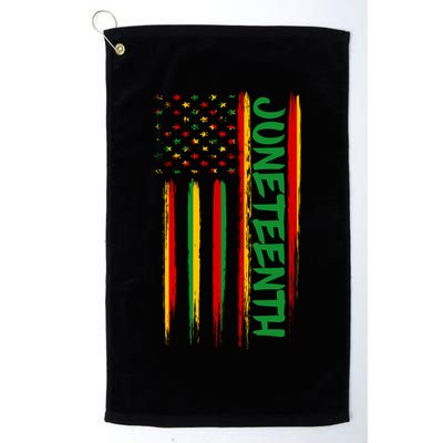 Juneteenth Red Gold Green USA Flag Golf Towel