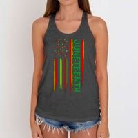 Juneteenth Red Gold Green USA Flag Women's Knotted Racerback Tank