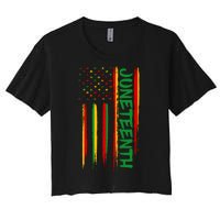 Juneteenth Red Gold Green USA Flag Women's Crop Top Tee