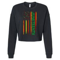 Juneteenth Red Gold Green USA Flag Cropped Pullover Crew