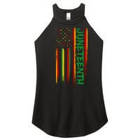 Juneteenth Red Gold Green USA Flag Women's Perfect Tri Rocker Tank