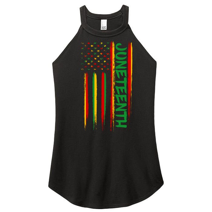 Juneteenth Red Gold Green USA Flag Women's Perfect Tri Rocker Tank