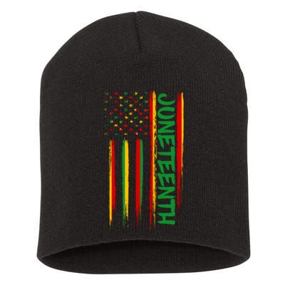 Juneteenth Red Gold Green USA Flag Short Acrylic Beanie