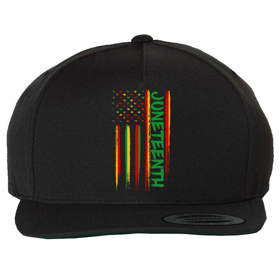 Juneteenth Red Gold Green USA Flag Wool Snapback Cap