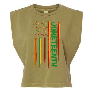 Juneteenth Red Gold Green USA Flag Garment-Dyed Women's Muscle Tee