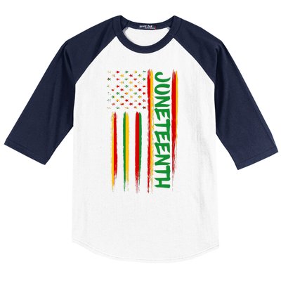 Juneteenth Red Gold Green USA Flag Baseball Sleeve Shirt