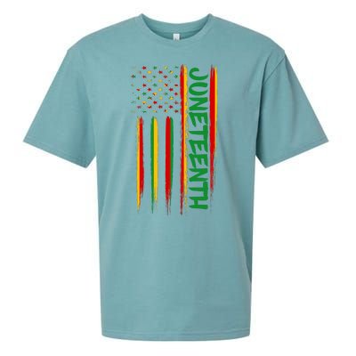 Juneteenth Red Gold Green USA Flag Sueded Cloud Jersey T-Shirt