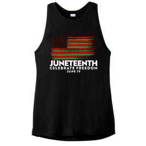 Juneteenth US Flag Celebrate Freedom June 19 Ladies PosiCharge Tri-Blend Wicking Tank