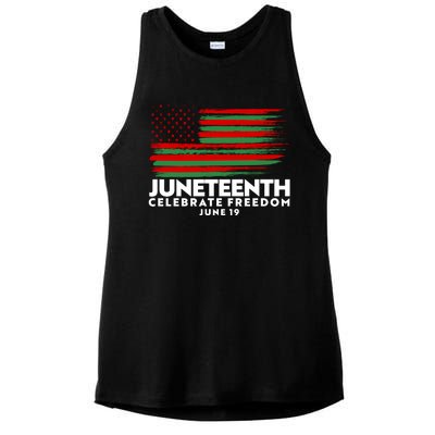 Juneteenth US Flag Celebrate Freedom June 19 Ladies PosiCharge Tri-Blend Wicking Tank