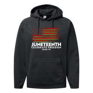 Juneteenth US Flag Celebrate Freedom June 19 Performance Fleece Hoodie