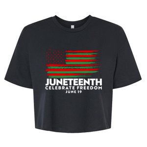 Juneteenth US Flag Celebrate Freedom June 19 Bella+Canvas Jersey Crop Tee