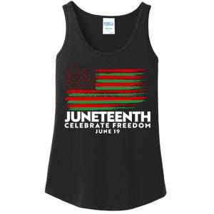 Juneteenth US Flag Celebrate Freedom June 19 Ladies Essential Tank