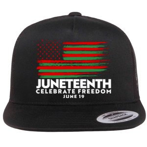 Juneteenth US Flag Celebrate Freedom June 19 Flat Bill Trucker Hat