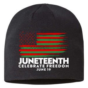 Juneteenth US Flag Celebrate Freedom June 19 Sustainable Beanie