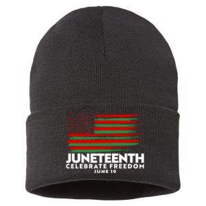 Juneteenth US Flag Celebrate Freedom June 19 Sustainable Knit Beanie