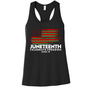 Juneteenth US Flag Celebrate Freedom June 19 Women's Racerback Tank