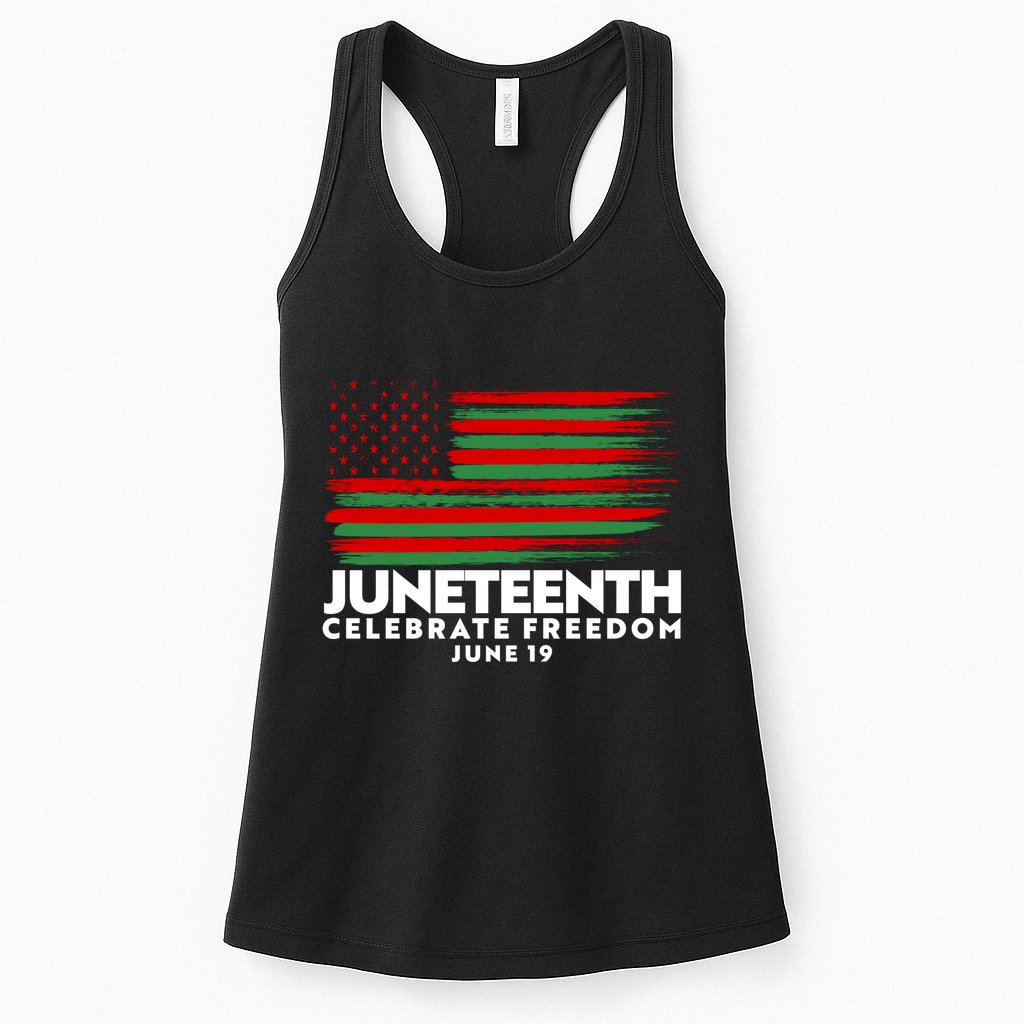 Juneteenth US Flag Celebrate Freedom June 19 Womens Tank Top