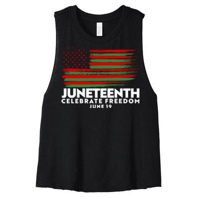 Juneteenth US Flag Celebrate Freedom June 19 Women's Racerback Cropped Tank