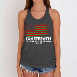 Juneteenth US Flag Celebrate Freedom June 19 Women's Knotted Racerback Tank