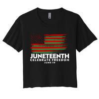 Juneteenth US Flag Celebrate Freedom June 19 Women's Crop Top Tee