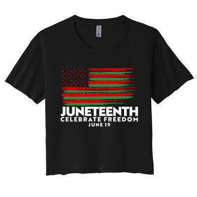 Juneteenth US Flag Celebrate Freedom June 19 Women's Crop Top Tee