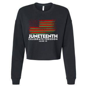 Juneteenth US Flag Celebrate Freedom June 19 Cropped Pullover Crew