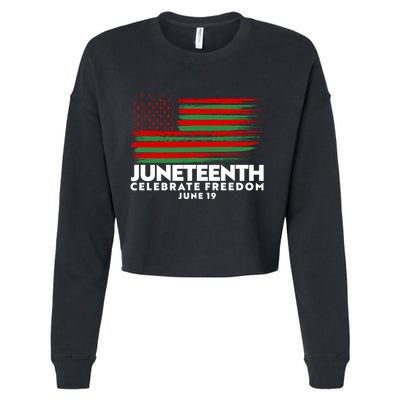 Juneteenth US Flag Celebrate Freedom June 19 Cropped Pullover Crew