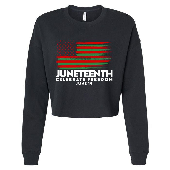 Juneteenth US Flag Celebrate Freedom June 19 Cropped Pullover Crew