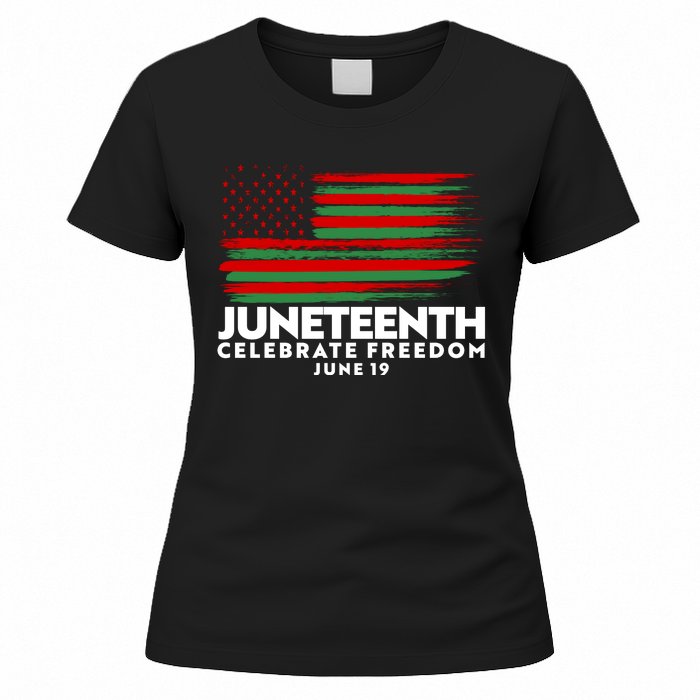 Juneteenth US Flag Celebrate Freedom June 19 Women's T-Shirt