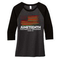 Juneteenth US Flag Celebrate Freedom June 19 Women's Tri-Blend 3/4-Sleeve Raglan Shirt