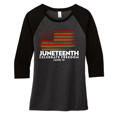 Juneteenth US Flag Celebrate Freedom June 19 Women's Tri-Blend 3/4-Sleeve Raglan Shirt