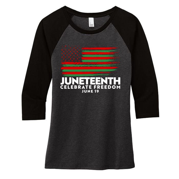 Juneteenth US Flag Celebrate Freedom June 19 Women's Tri-Blend 3/4-Sleeve Raglan Shirt