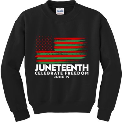 Juneteenth US Flag Celebrate Freedom June 19 Kids Sweatshirt