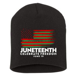 Juneteenth US Flag Celebrate Freedom June 19 Short Acrylic Beanie