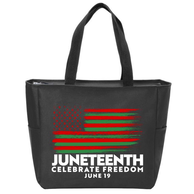 Juneteenth US Flag Celebrate Freedom June 19 Zip Tote Bag