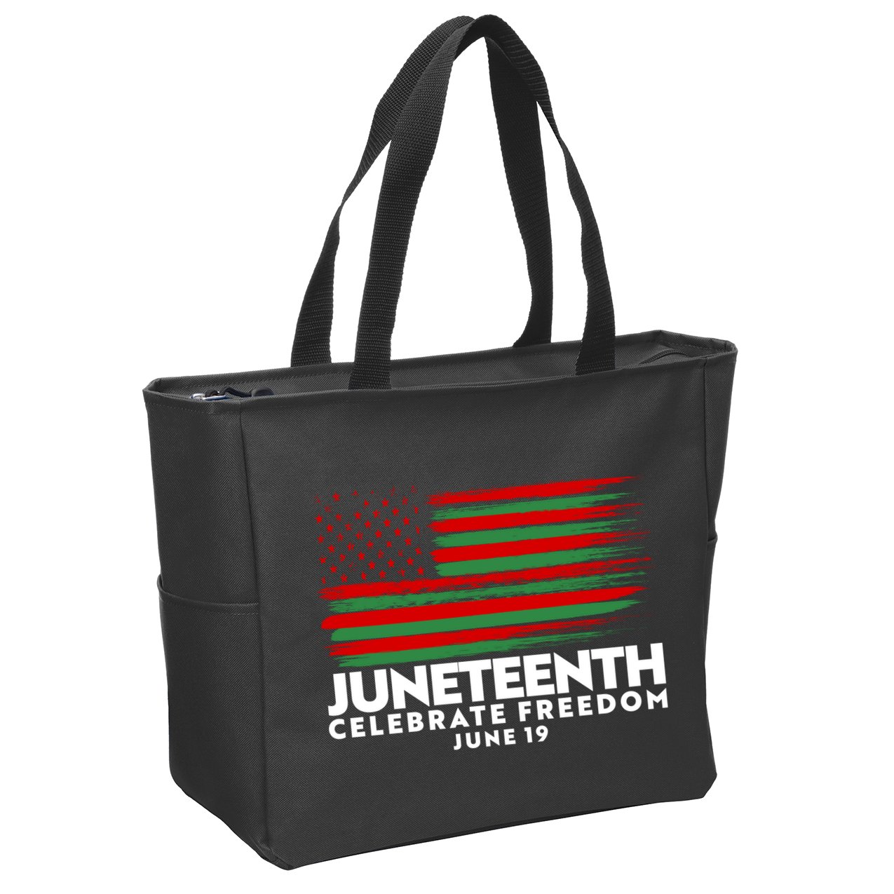 Juneteenth US Flag Celebrate Freedom June 19 Zip Tote Bag