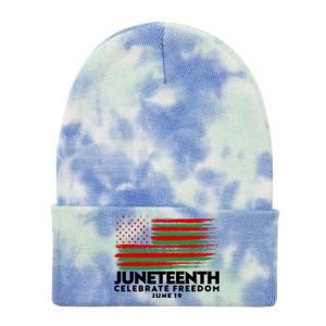 Juneteenth US Flag Celebrate Freedom June 19 Tie Dye 12in Knit Beanie