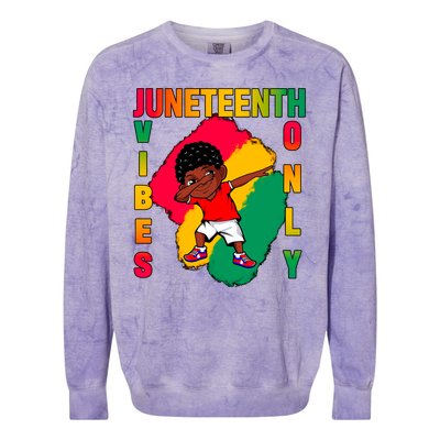 Juneteenth Vibes Only Dabbing African American Boys Colorblast Crewneck Sweatshirt