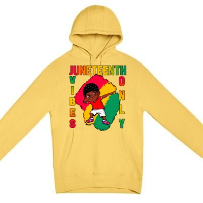 Juneteenth Vibes Only Dabbing African American Boys Premium Pullover Hoodie