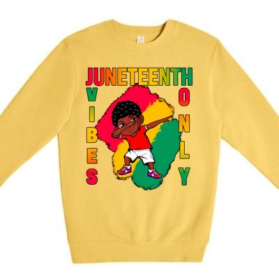 Juneteenth Vibes Only Dabbing African American Boys Premium Crewneck Sweatshirt