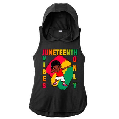 Juneteenth Vibes Only Dabbing African American Boys Ladies PosiCharge Tri-Blend Wicking Draft Hoodie Tank