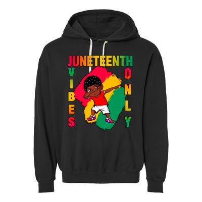 Juneteenth Vibes Only Dabbing African American Boys Garment-Dyed Fleece Hoodie